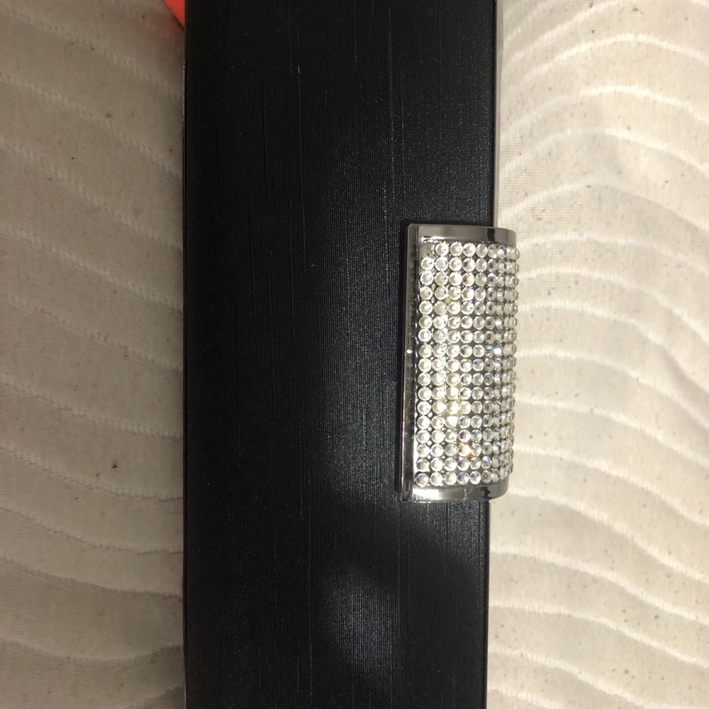 Black Clutch Bag with Chain Link Long Strap